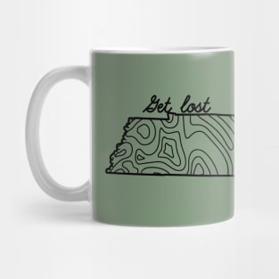 Get Lost Hiking Topographic Art Hike Tennessee State Map Mug
